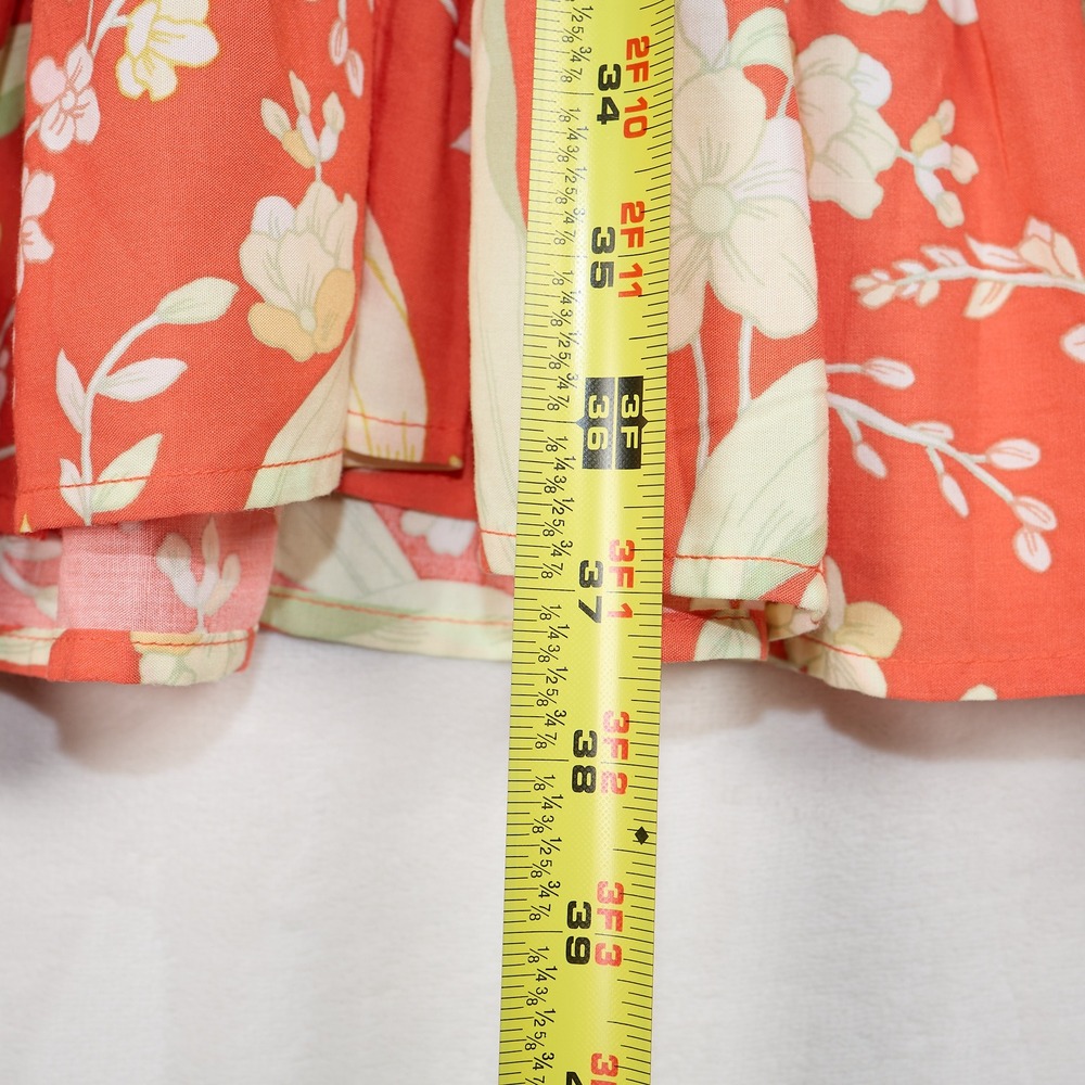 Jaase Coral Floral Tiered Mini Dress Womens XS Boho Tassel Button Front Flutter - Picture 6 of 9